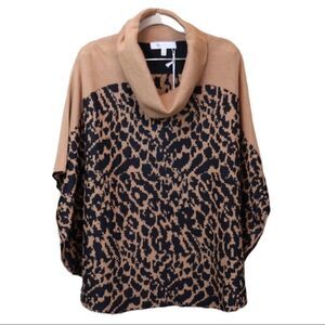 Fever Animal Print Cowl Neck Poncho Sweater Size S/M New